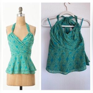 Anthropologie Vanessa Virginia Halter Peplum Top